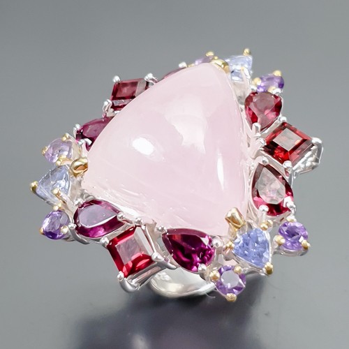 Handmade 25 ct+ Natural Morganite Ring 925 Sterling Silver Size 6.5 /R413863