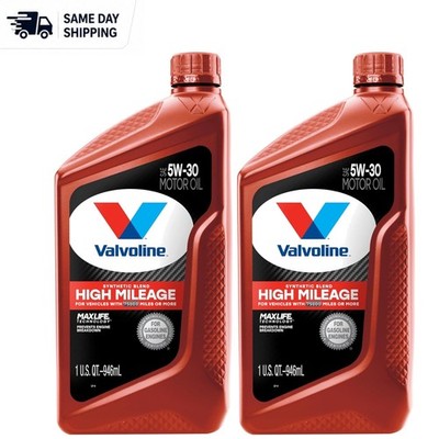 Efficient and Reliable 5W-30 High Mileage Synthetic Blend Oil | 2 Quarts of Care