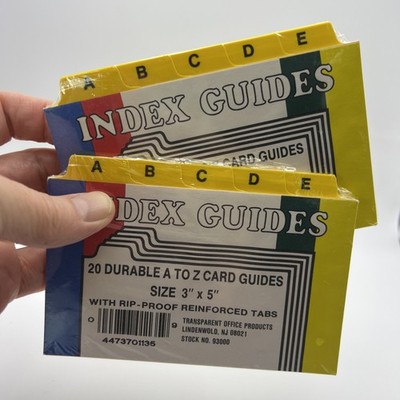 Index Guides - A-Z Cards - Sealed - NEW - 3x5 - Alphabet Tabs
