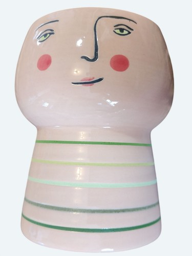 Opal House Face Planter Head Vase Succulent Planter w Drainage Plug Pink 4.25"