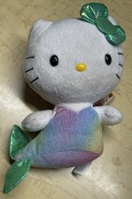 Hello Kitty Sanrio TY Mermaid Rainbow Bod Teal Glitter Bow Tail 6"t Toy Plush