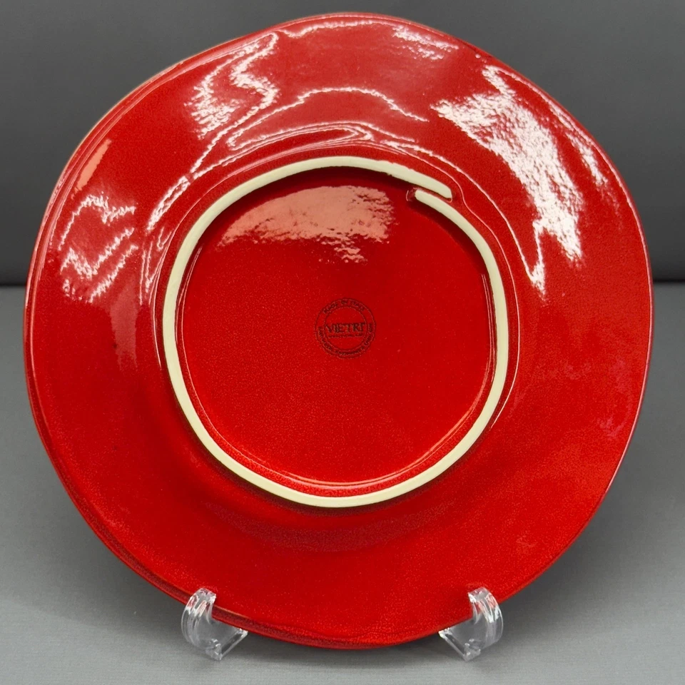 Juego de 5 platos de cena de cerámica italiana roja VIETRI Lastra hechos en Italia 10,75" Foto 3 de 4