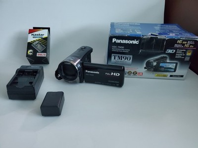 Panasonic HDC-TM90 16GB Full HD Camcorder Video Camera Bundle Black TESTED!