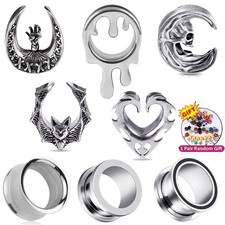 PAIR Stainless Steel Ear Tunnel Earrings Guages Piercing Plugs Stretcher Gauges