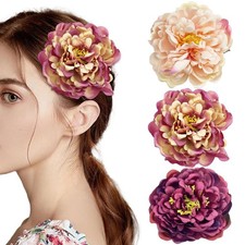 3 Pcs Peony Flower Hair Clips 2 in 1 Bridal Flower Brooch Floral Hairpins Wed...