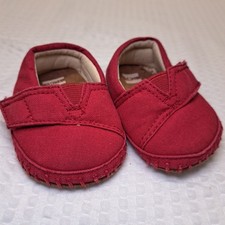 Toms Baby Shoes Hook Loop Closure Red Soft Soled Size 1