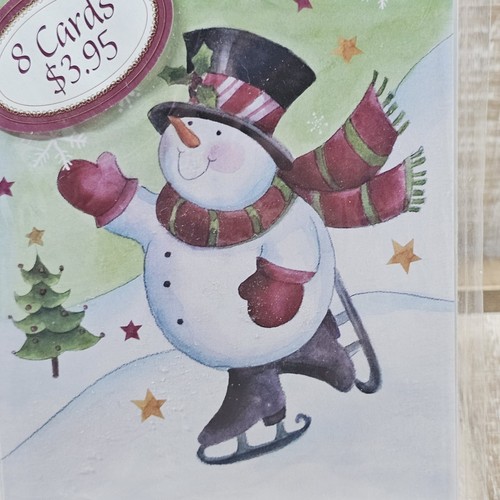 Leanin Tree Christmas Greeting Card Pack 8 Count 4x6 Ice Skating Snowman - Picture 3 of 6