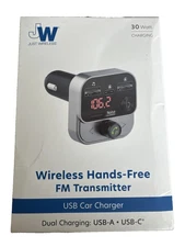 Just Wireless FM Transmitter with USB-C and USB-A Charging Port - NEW OPEN !!!
