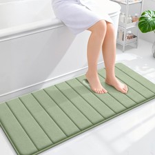 OLANLY Memory Foam Long Bathroom Rugs Runner 47x20, 47" X 20", Sage Green