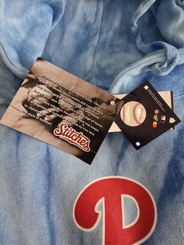 Stitches Adult Philadelphia Phillies Light Blue Tie Dye Pullover Hoodie Size L - Picture 13 of 15