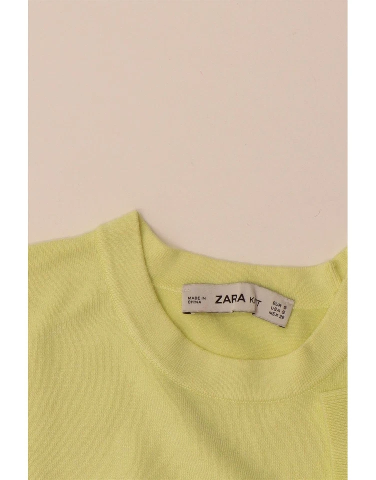 ZARA Womens Short Sleeve Crew Neck Jumper Sweater UK 10 Small Yellow BE02 - Image 3 of 3