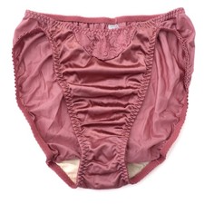 NEW Hanes Her Way VTG 90s Stretch Satin Lace High Cut Brief Panty MEDIUM
