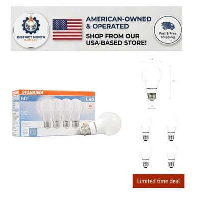 SYLVANIA 8.5W LED A19 Bulbs, 60W Equivalent - 4-Pack, 800 Lumens Bright White