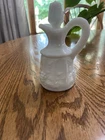 Vintage WESTMORELAND Milk Glass PANELED GRAPE OIL/VINEGAR CRUET w/ Stopper