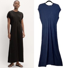 Everlane The Tencel Short Sleeve Elegant Midi Dress True Navy Women's 2 NWOT