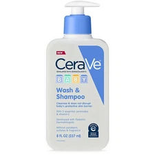 CeraVe Baby Wash & Shampoo, Fragrance, Paraben, & Sulfate 8 Fl Oz (Pack of 1)