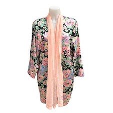 Victoria's Secret VTG Gold Label Floral Kimono Robe Satin Fairy Dreamy sz S