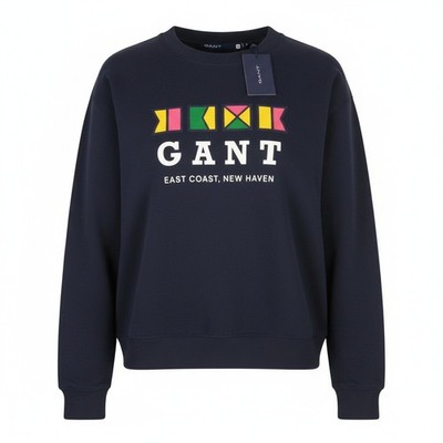 GANT Flags C-Neck Women Cotton Sweatshirt XL Night Blue Logo Pullover