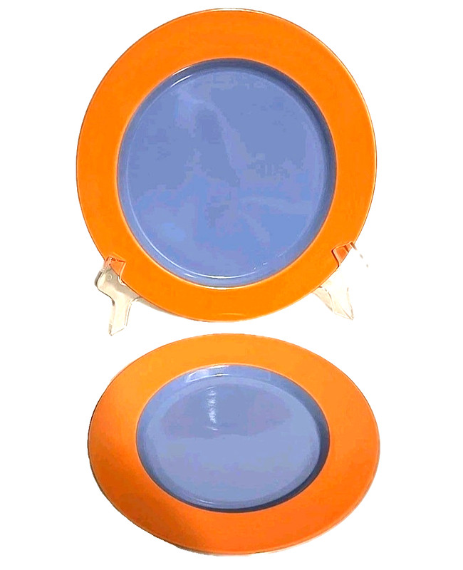 Lindt-Stymeist Orange/Blue 2ps Set. 11" Dinner Plate, 9 " Salad Plate.