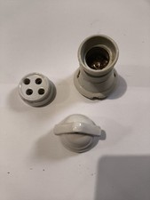 Portalampada  E Presa Originali In Ceramica Vintage 3 Pezzi