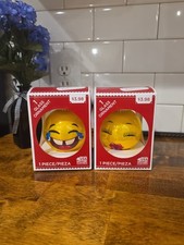 Pair of EMOJI - Glass Ornaments - LOL - KISSES - YELLOW/Made in USA