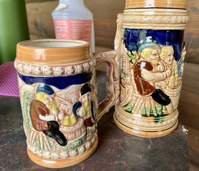 1950s Japanese Breweriana Beer Steins ''Wer froh auf Erden leben will''