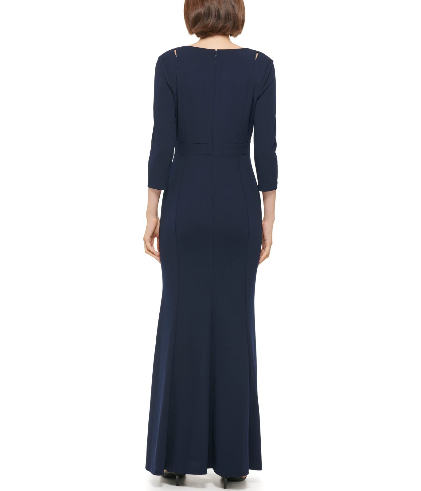 Calvin Klein Maxi Dress Women's XS Twilight Stretch Cutout V-Neck Preppy UPS944 image 2