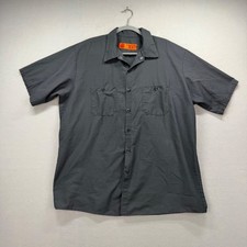 Red Kap Work Shirt Mens XXL Charcoal Gray Short Sleeve Button Up Classic Utility