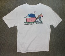 Vineyard Vines Boys White Short Sleeve T-Shirt Baseball - Size XL 18 - EUC