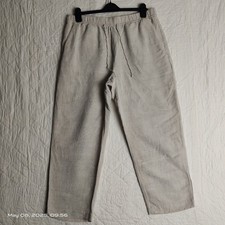 H&M Damen Leinenmischung weites Bein Kordelzug Größe XL