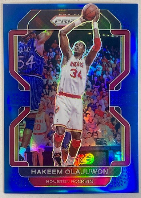 2021-22 Panini Prizm Hakeem Olajuwon #265 Blue Prizm /199 Houston Rockets HOF