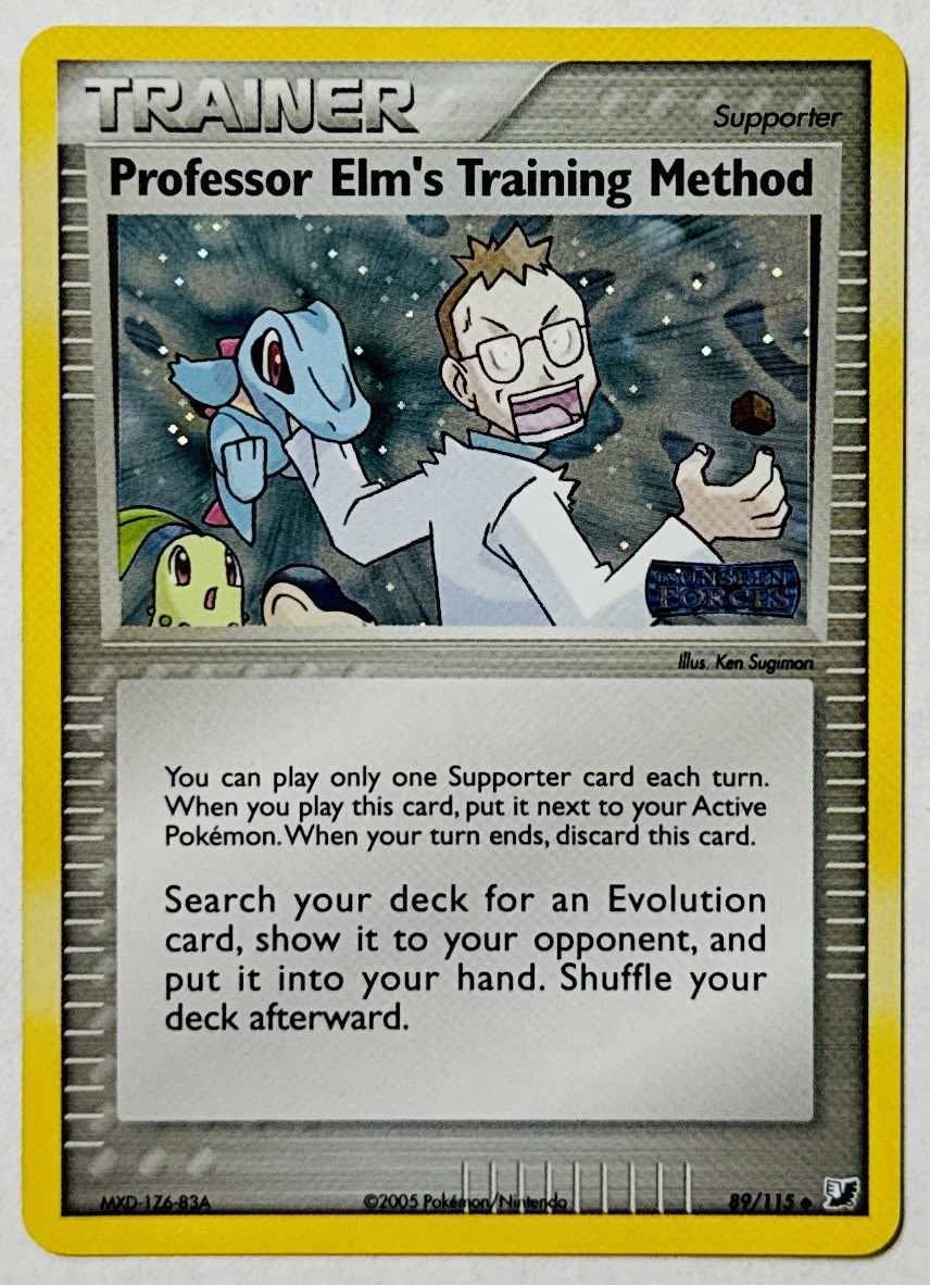 2005 Pokemon EX #89 Professor Elm’s Training Method Unseen Forces Rev. Foil NM !