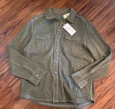 NEW Tommy Bahama Mens Medium Trinidad CPO Shirt Shacket Green Long Sleeve Snap