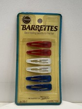 VINTAGE NEW 1970's Wil-hold Hair Barrettes/Clips in Red, White and Blue