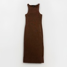 Forever 21 Tank Dress Brown Size S Long Bodycon Slit Sleeveless