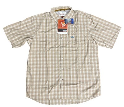 Simms Fishing Big Sky SS Shirt Honey Pearl Snap UPF Travel Fishing UPF Shirt NEW