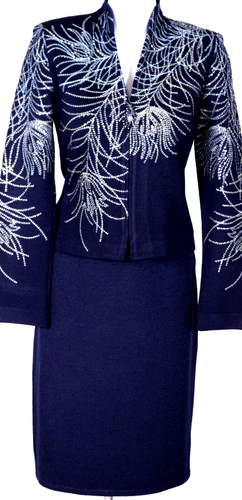 Ensemble Tailleur Jupe St. John Femme – Violet/or Métallisé – Sequins Paillettes – Taille 12