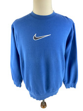 Nike Vtg 90s Y2K Big Swoosh Crewneck Sweatshirt Center Check Size M