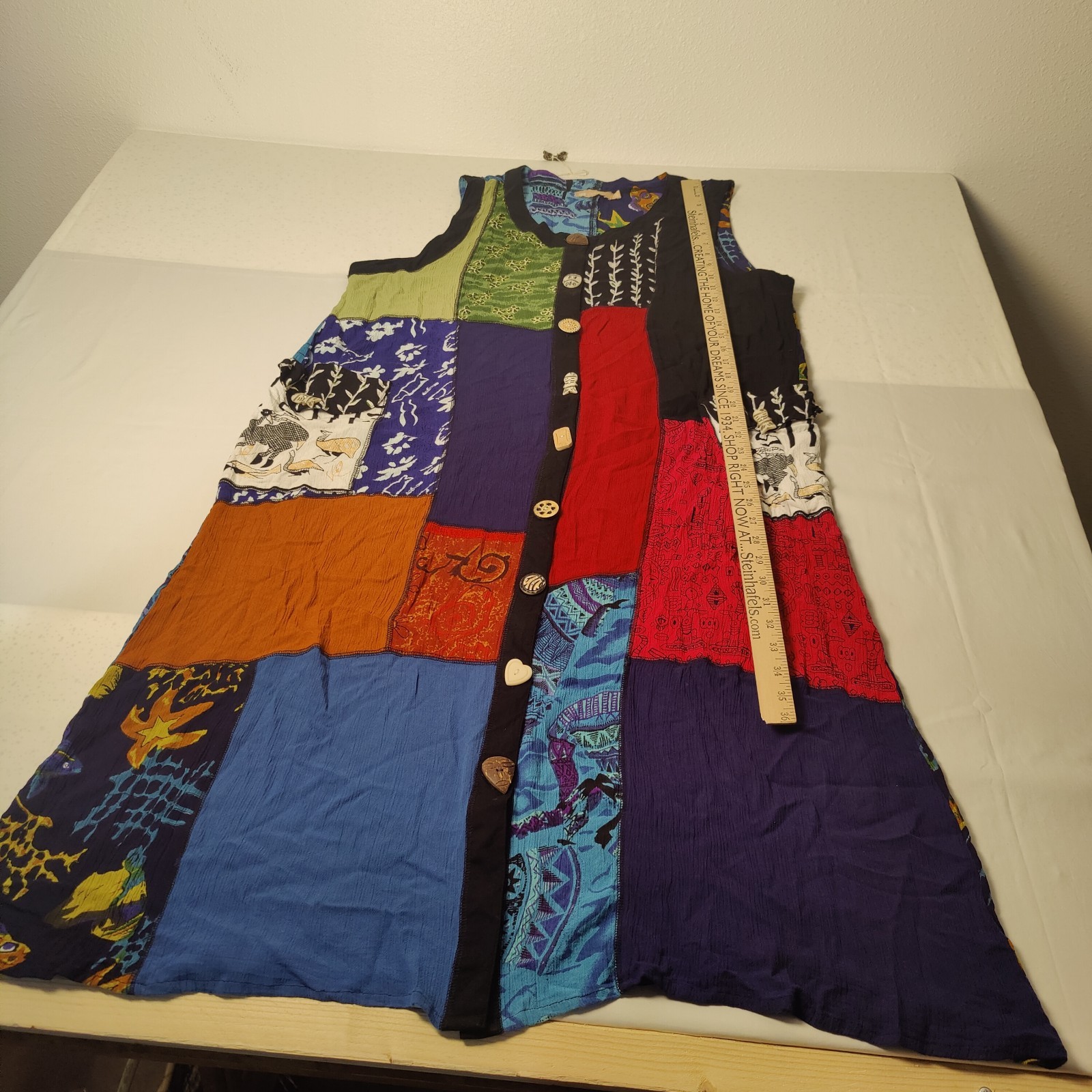 LA Cera patchwork dress with pockets button Up si… - image 10