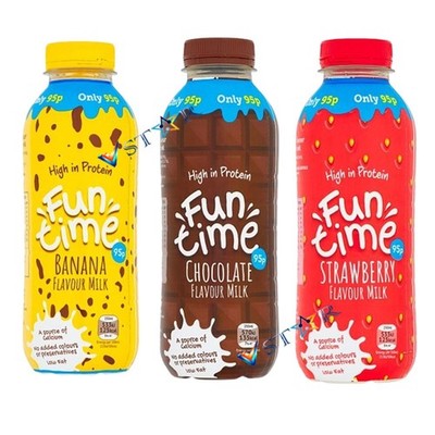 Funtime Banana, Strawberry, Chocolate Flavour Milk 500ml Low fat