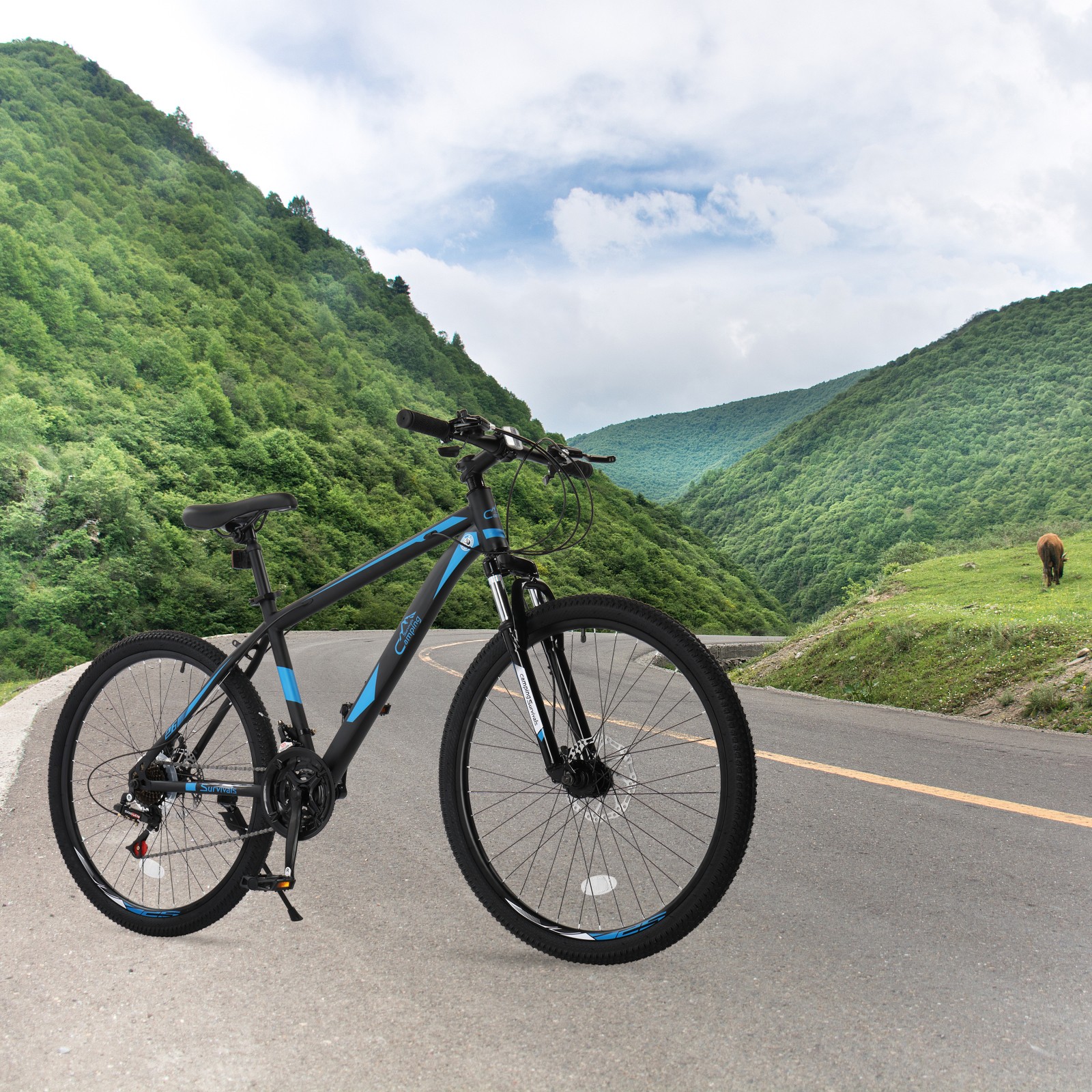 6 inch Mountain Bike for Men Women, 21 Speeds High-Carbon Steel Frame