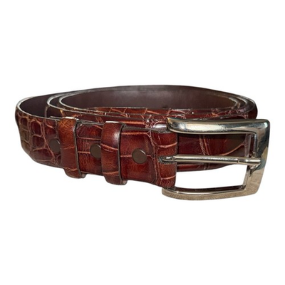 #ad #ad Torino Elite American Alligator Belt Brown Size 44 Solid Brass Buckle $60.00