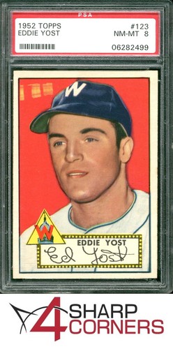 1952 TOPPS #123 EDDIE YOST SENATORS PSA 8
