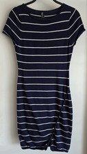 Marc New York Andrew Striped Cotton Dress Women's S Blue Short Sleeve Midi