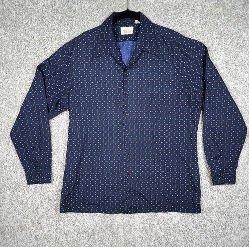 Vintage DAvila Made USA Button Up Shirt Mens XL Retro Geometric Disco