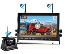 Wireless 10" Monitor Solar Magnetic Backup Camer For Truck Car Trailer RV 1080P