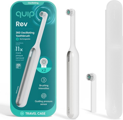 #ad Quip Rev 360 Oscillating Rechargeable Electric Toothbrush Silver Cloud NEW $29.95