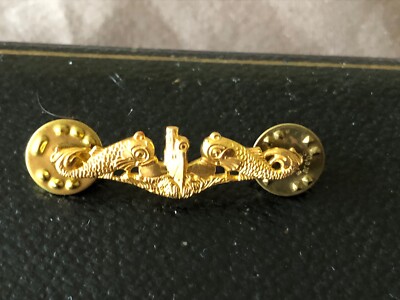 MARINE Gold Pin WAR US SUBMARINE DOLPHINS BADGE H-24-N 1.5  2.75  USA Alt
