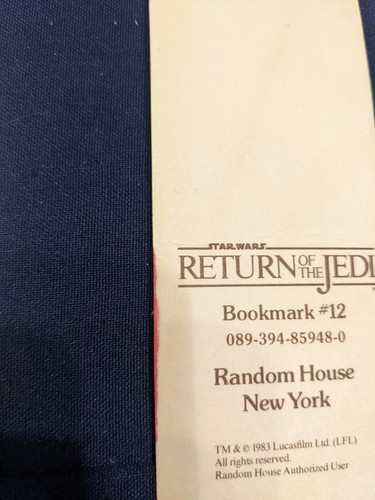 Lot 15 Star Wars Return of the Jedi Bookmarks Random House 1983 Set Lando Vader - Picture 12 of 12