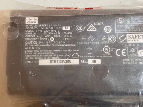 Cisco EADP-18FB B 48V 0.38A Power Adapter 34-1977-04 New - Picture 2 of 3